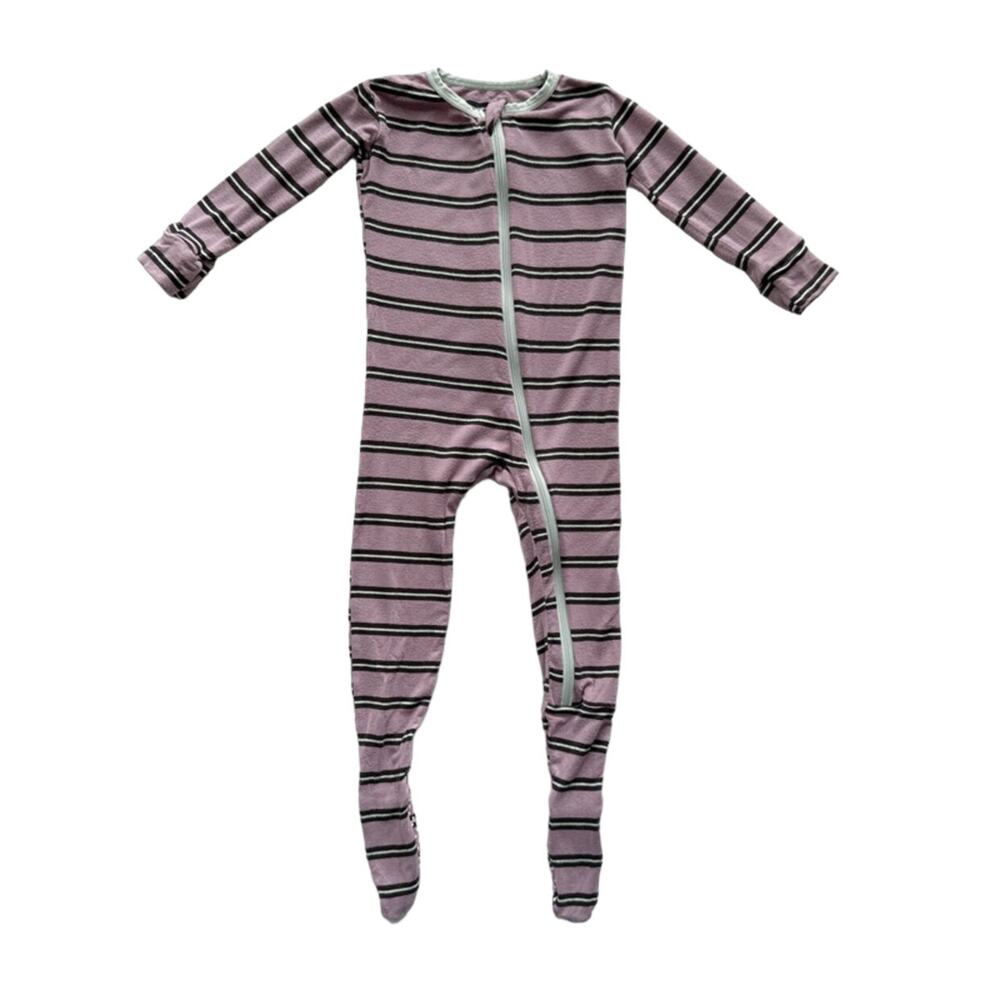 Kickee Pants Footie Sleeper In Elderberry Kenya Stripe